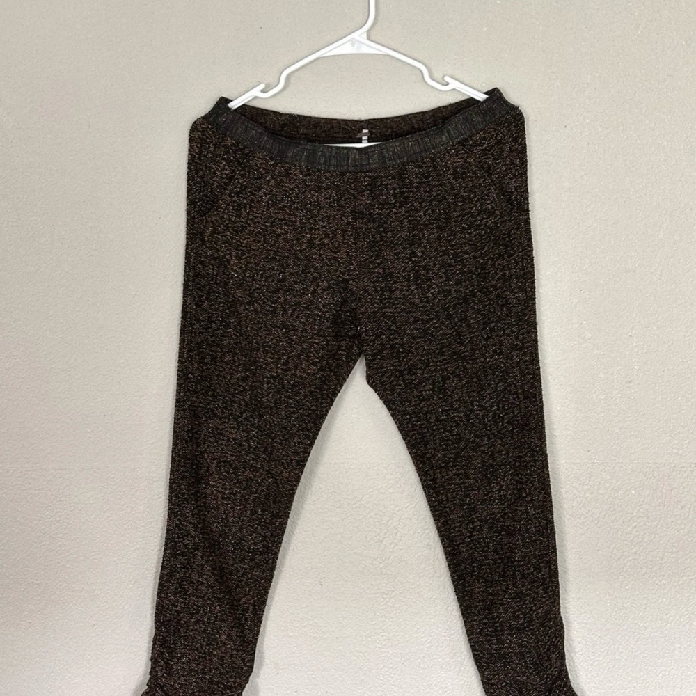 Free People Women’s Jogger Pants Small Brown Metallic Knit Lounge Casual